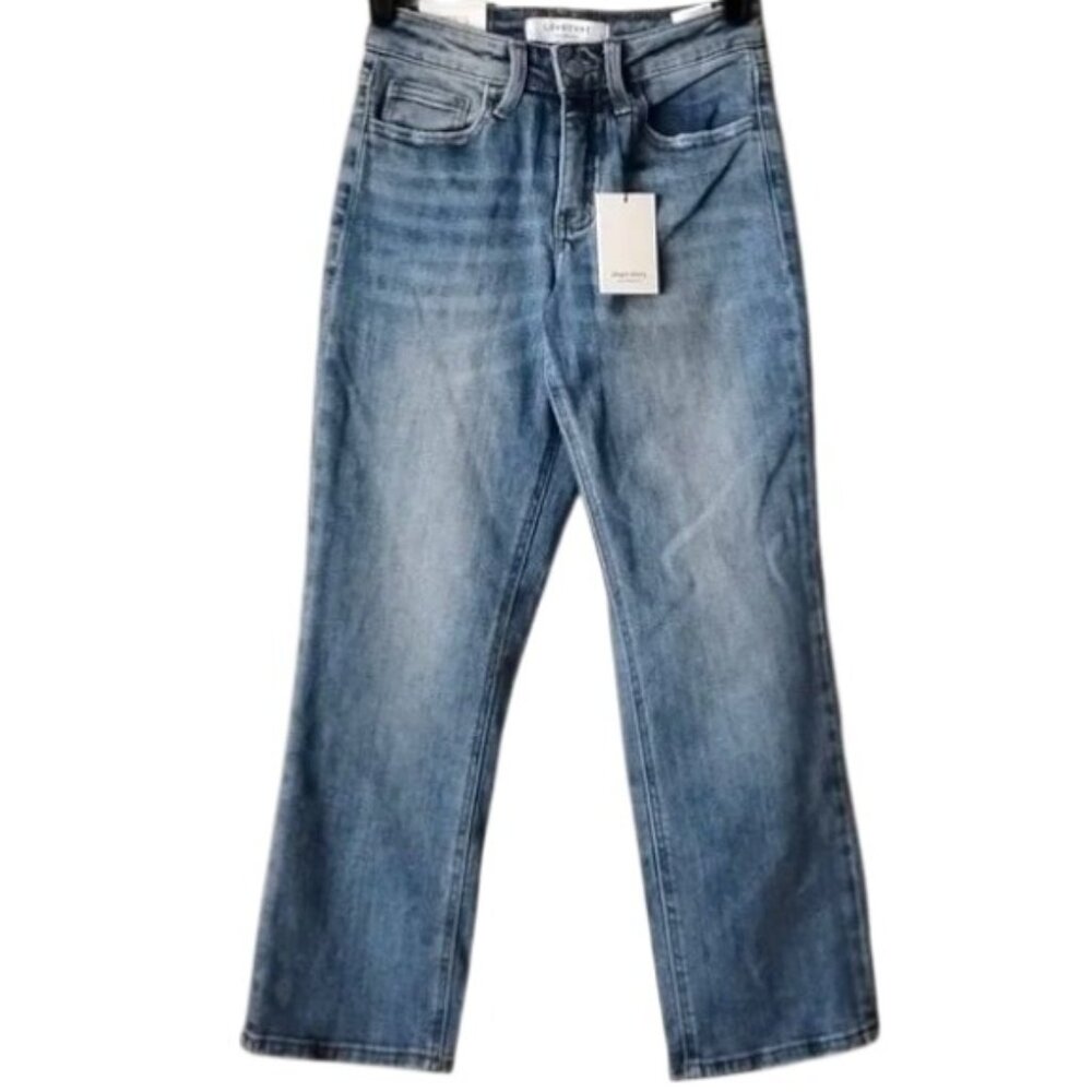 NWT Lovervet Destroyed Mid Rise Ankle Straight Jeans 24/0 Short Story